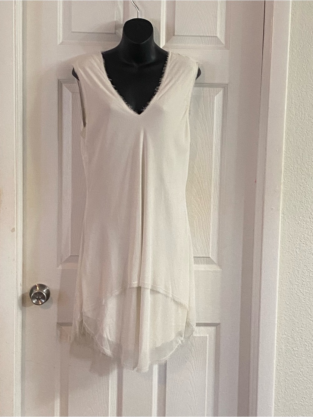RACHEL Rachel Roy Sleeveless White Midi Dress LG Boho fringe coquette coastal